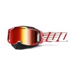 100%, ARMEGA SNOWMOBILE Dual Pane Vented Goggle Red - Red Mirror Lens