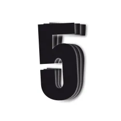 Holeshot, Numbers 10pcs, 11 X 5cm, 5, BLACK