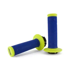 Progrip, 708 Dual Density Full Diamond LOCK ON GRIPS, BLUE NEON YELLOW